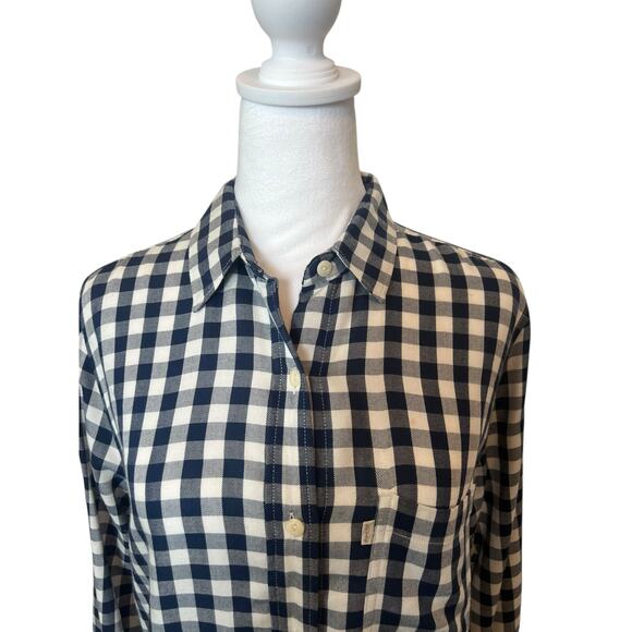 LEVIS WOMENS GINGHAM BLUE AND WHITE LONG SLEEVE BUTTON DOWN BLOUSE TOP SHIRT SM - Picture 4 of 11